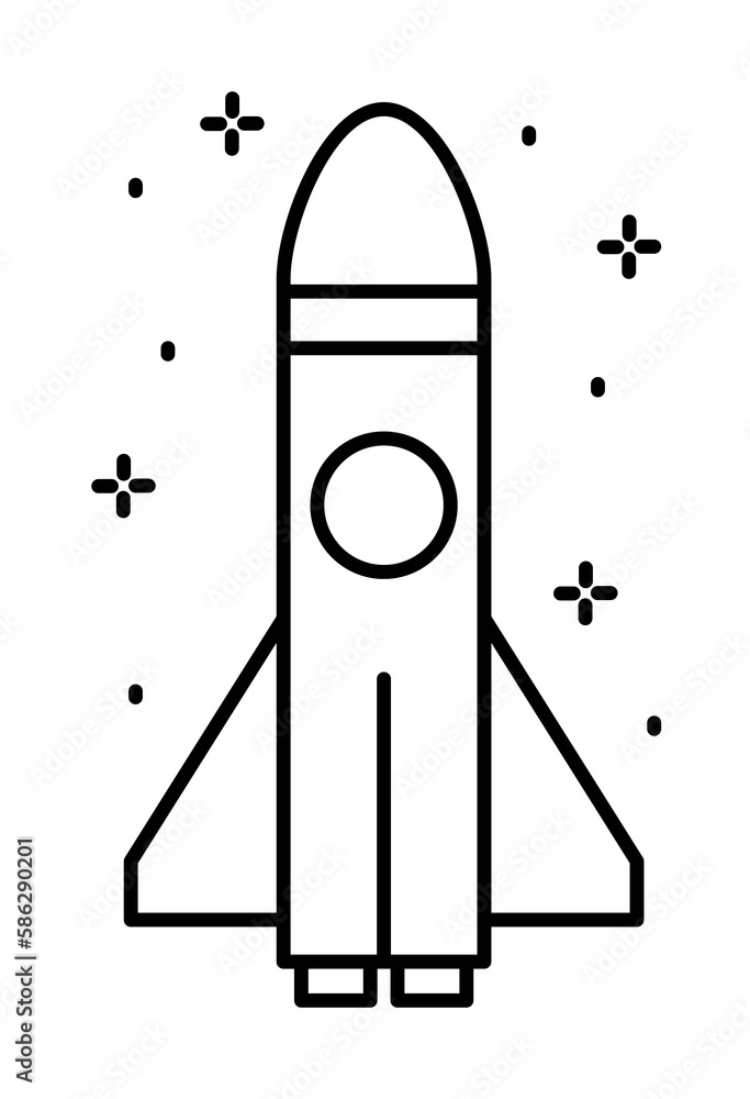 Spaceship icon. Simple line, outline of rocket icons for ui and ux, website or mobile application