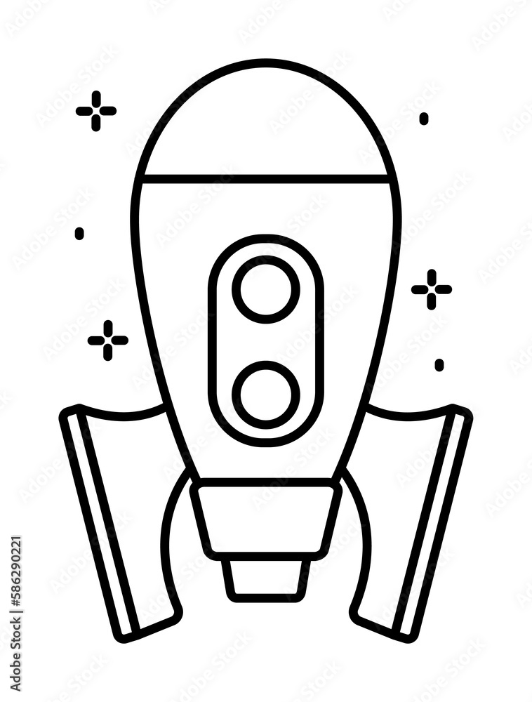 Spaceship icon. Simple line, outline of rocket icons for ui and ux, website or mobile application Spaceship icon. Simple line, outline of rocket icons for ui and ux, website or mobile application