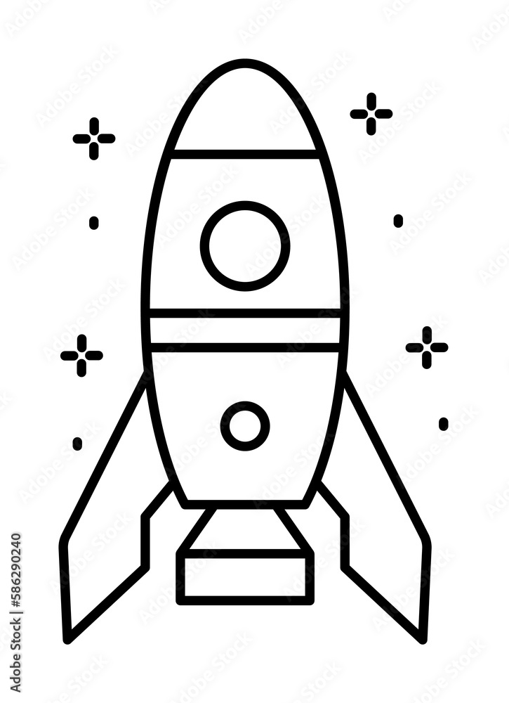 Spaceship icon. Simple line, outline of rocket icons for ui and ux, website or mobile application Spaceship icon. Simple line, outline of rocket icons for ui and ux, website or mobile application