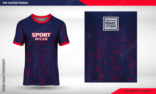 red molecular background with modern style Sports jersey and t-shirt template sports jersey design. Sports design for football, racing, gaming jersey. Vector
