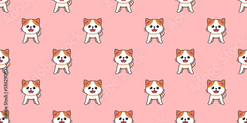 Vector cartoon character exotic shorthair cat seamless pattern background for design.