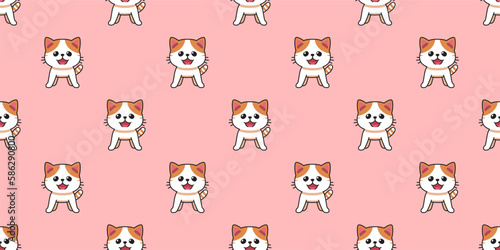 Vector cartoon character exotic shorthair cat seamless pattern background for design. © jaaakworks