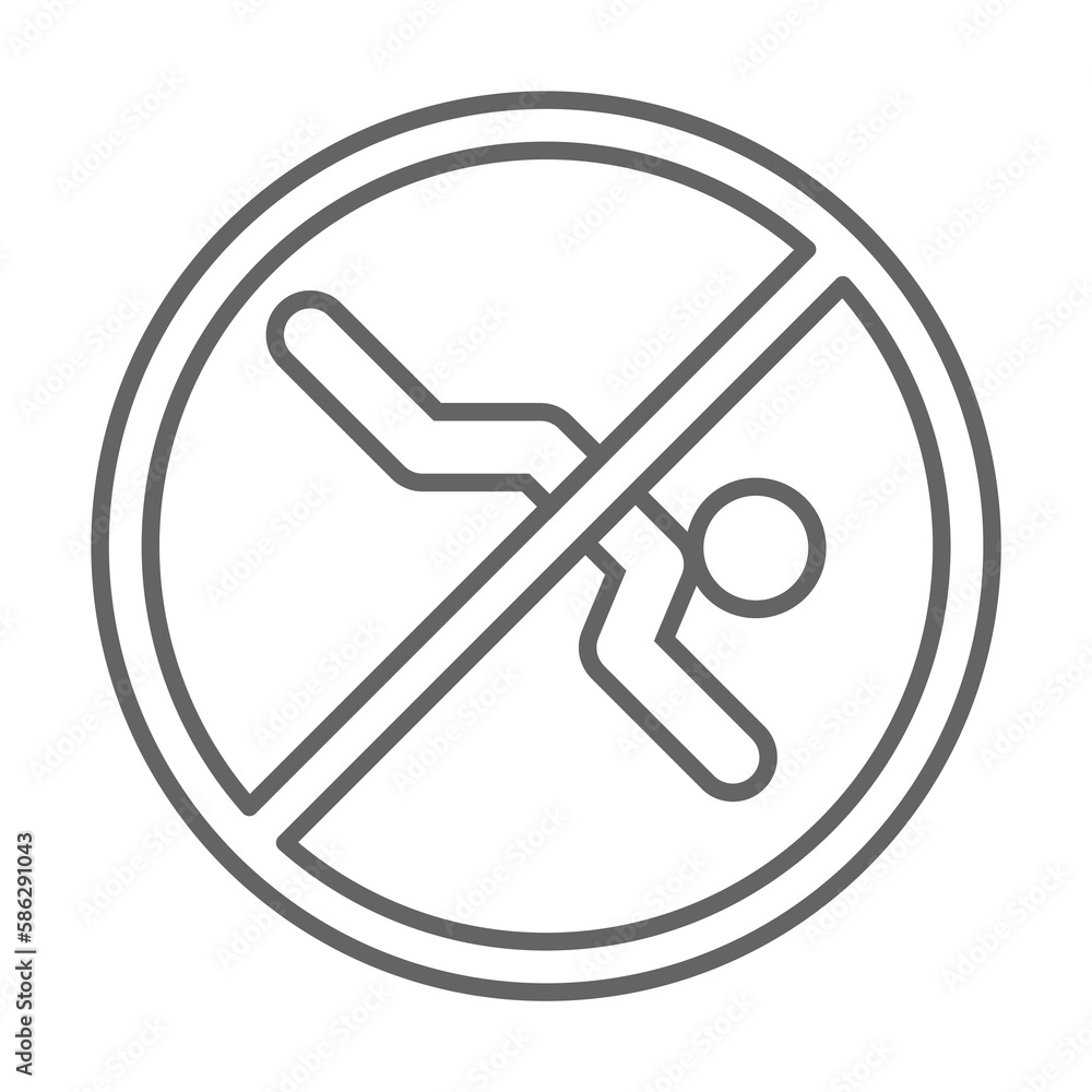 No diving sign icon. Element of swimming poll thin line icon No diving sign icon. Element of swimming poll thin line icon