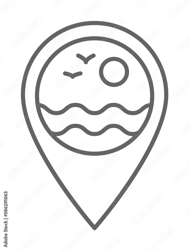 Beach pin icon. Element of swimming poll thin line icon Beach pin icon. Element of swimming poll thin line icon