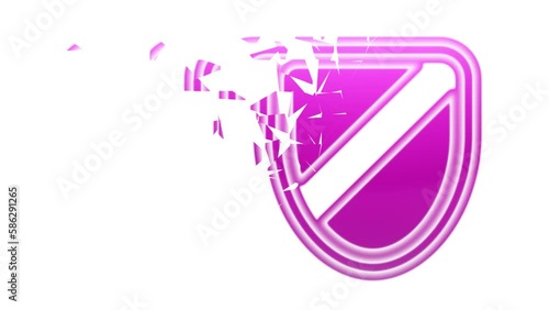 Crumbling lock icon isolated in white background. Illustration.