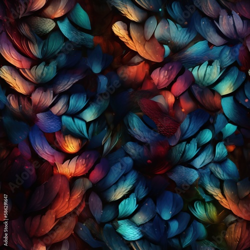 Wallpaper Mural Dragon-like scales and glossy foliage, Enchanting and mysticalg. Seamless background. Generated AI. Torontodigital.ca