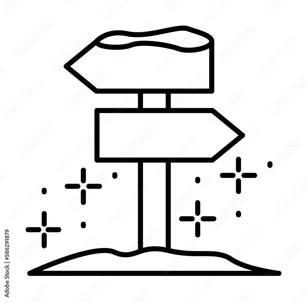 Crossroad pointer snow icon. Simple line, outline of winter vacation icons for ui and ux, website or mobile application Crossroad pointer snow icon. Simple line, outline of winter vacation icons for ui and ux, website or mobile application