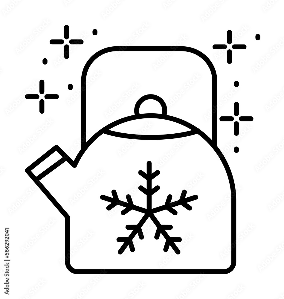 Kettle snowflake icon. Simple line, outline of winter vacation icons for ui and ux, website or mobile application Kettle snowflake icon. Simple line, outline of winter vacation icons for ui and ux, website or mobile application