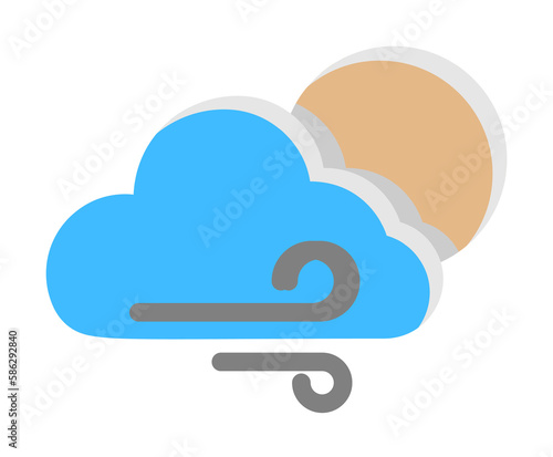 Cloud moon wind icon. Simple line, outline of two color weather icons for ui and ux, website or mobile application