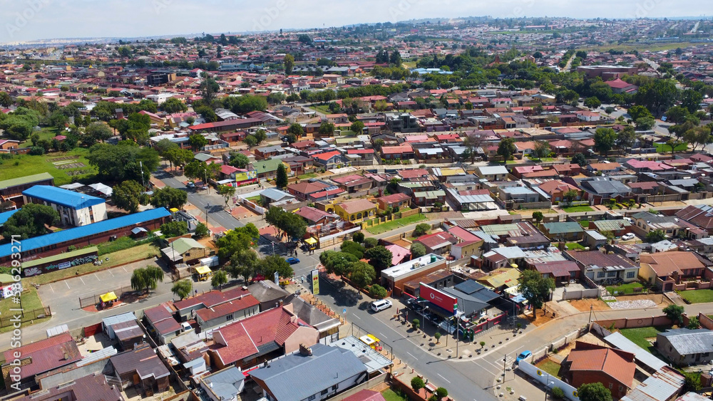 aerial view of vilakazi street in soweto