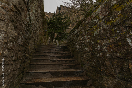 stairs at Mont Saint Michel in Normandy  France