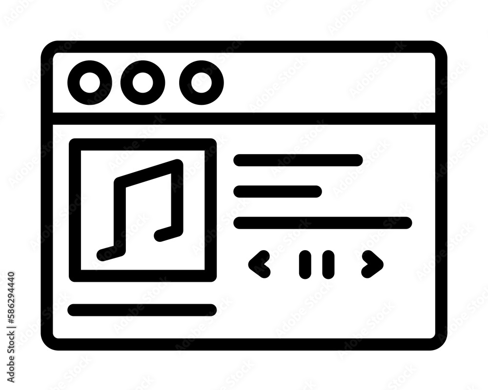 Browser, web site, music icon. Simple line, outline elements of internet explorer icons for ui and ux, website or mobile application Browser, web site, music icon. Simple line, outline elements of internet explorer icons for ui and ux, website or mobile application