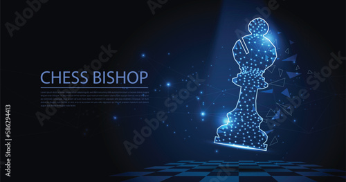 bishop chess made of polygons, Business strategy concept design.