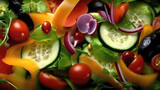 Close-up view of delicious fresh vegetable salad. Generative AI