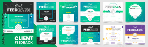 set of 10 big mega collection client feedback social media post banner. Customer feedback testimonial social media post web banner set. client testimonials social media post banner design bundle.