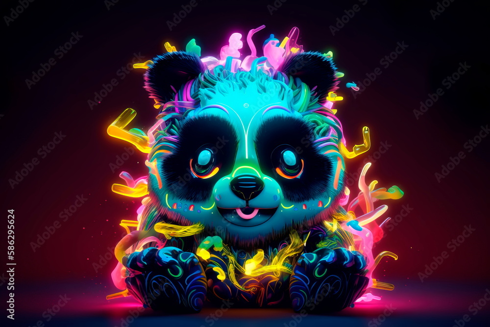 Cartoon panda designs for card featuring  Generative AI
