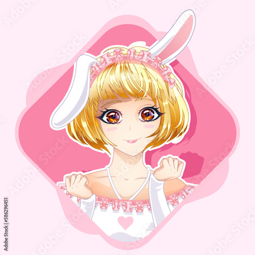 Cute portrait of a girl with banni ears.