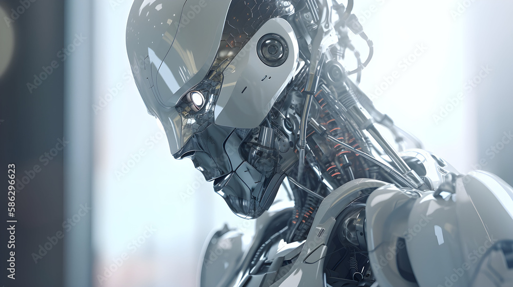 Fototapeta premium A Humanoid Cyborg Robot Created by Generative AI