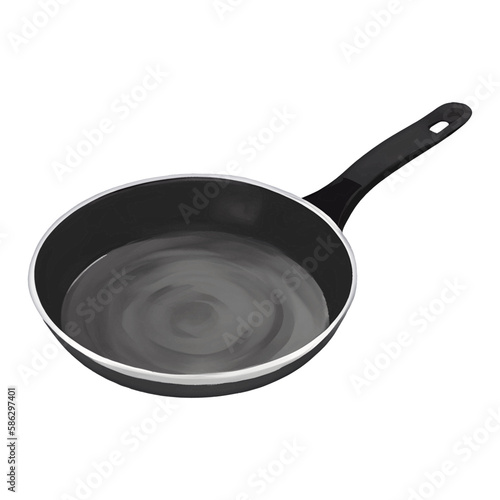 Frying Pan Isolated Hand Drawn Painting Illustration