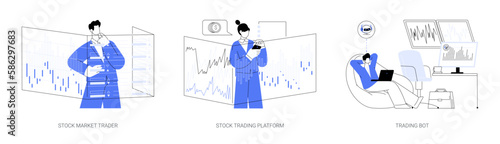 Stock market abstract concept vector illustrations.