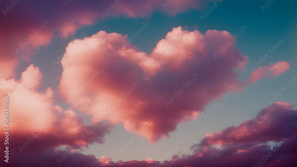 Heart shape cloud in the sky Generative AI Art