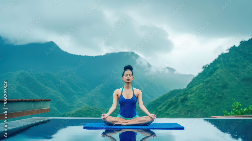 Yoga Meditation Gesundes Leben Konzept für einen Gesunden Geist und einen Gesunden Körper Background Hintergrund Cover Generative AI Digital Art Illustration Yoga Meditation Gesundes Leben Konzept für einen Gesunden Geist und einen Gesunden Körper Background Hintergrund Cover Generative AI Digital Art Illustration