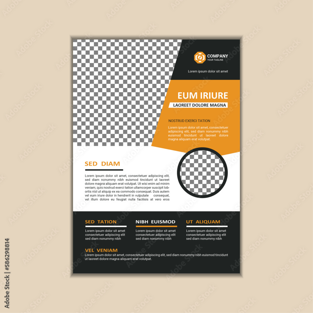 Vector corporate business flyer design template, simple and clean a4 size with bleed.