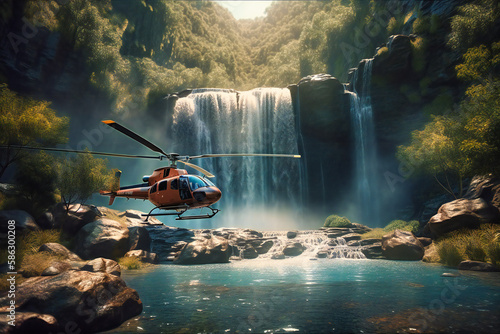 A scenic helicopter ride to a remote waterfall with a swim