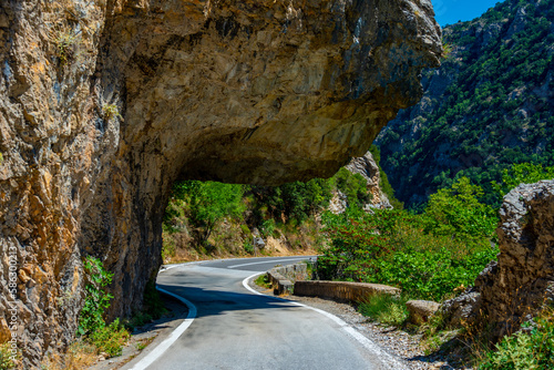 Tunnel at a road passing through Langada pass in Greece photo