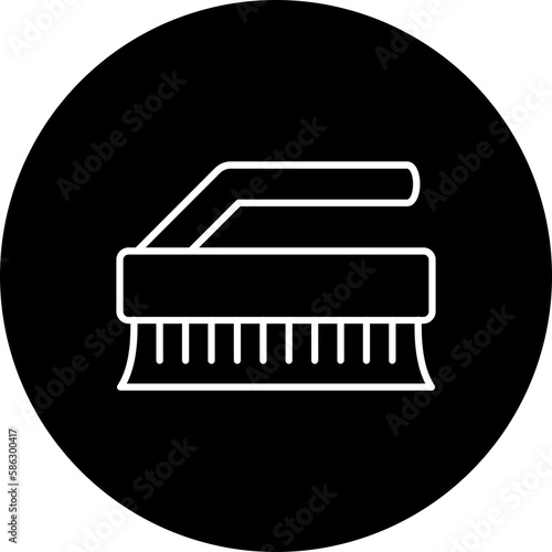 Cleaning Brush Line Inverted Icon