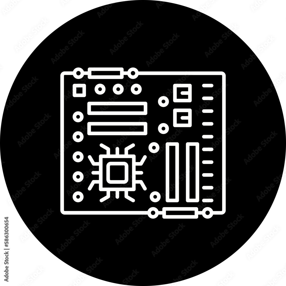 Motherboard Line Inverted Icon Motherboard Line Inverted Icon
