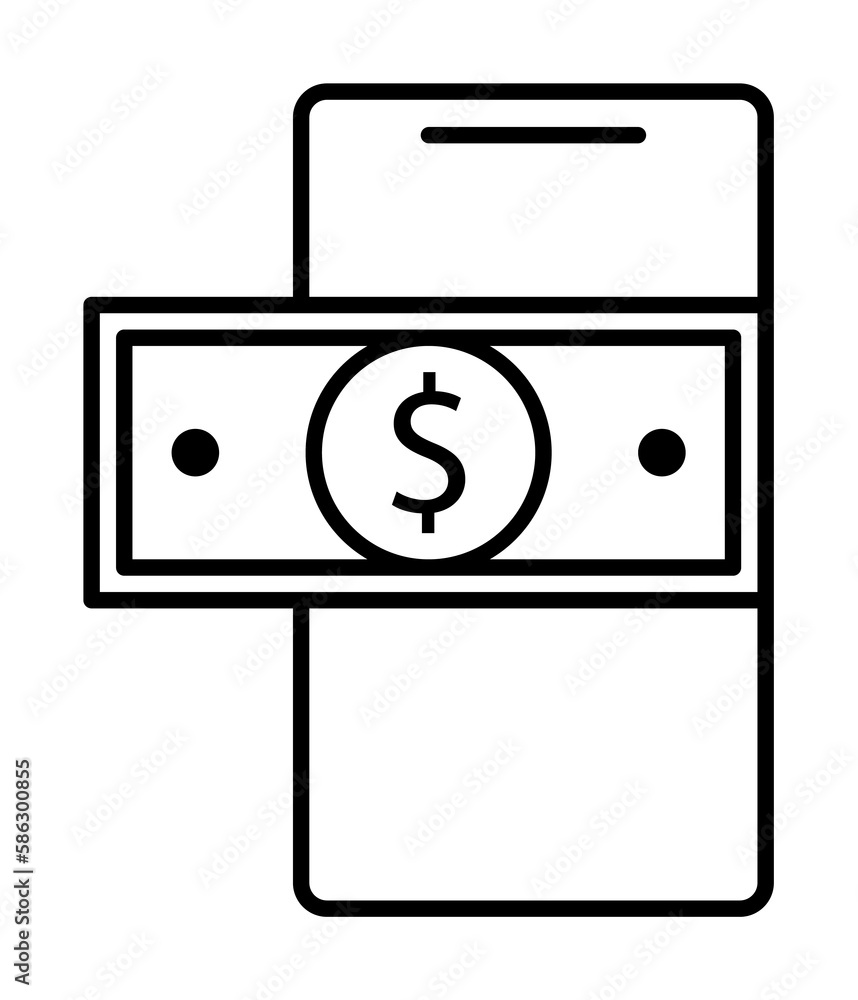 money in mobile banking icon. Element of mobile banking for smart concept and web apps. Thin line money in mobile banking icon can be used for web and mobile money in mobile banking icon. Element of mobile banking for smart concept and web apps. Thin line money in mobile banking icon can be used for web and mobile