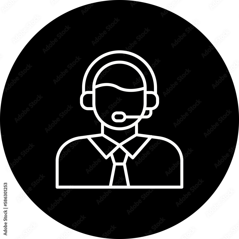 Customer Service Agent Line Inverted Icon Customer Service Agent Line Inverted Icon
