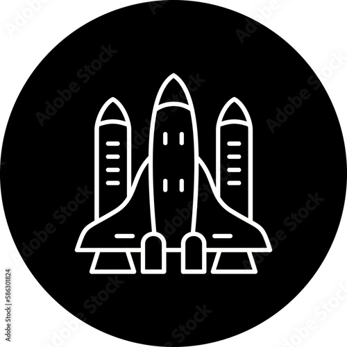 Spacecraft Line Inverted Icon