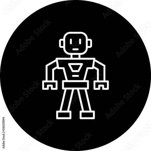 Robot Line Inverted Icon