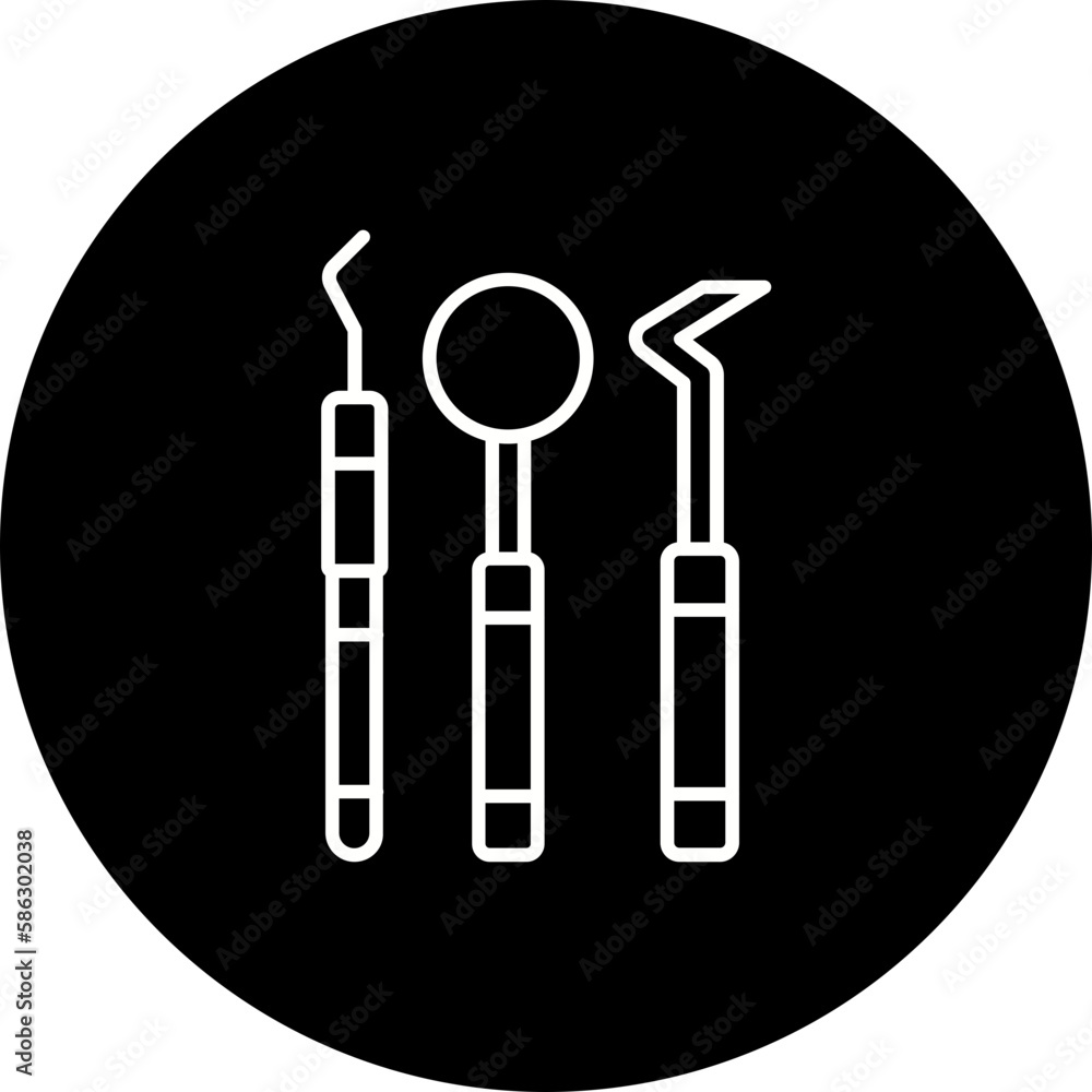 Dentist Tools Line Inverted Icon