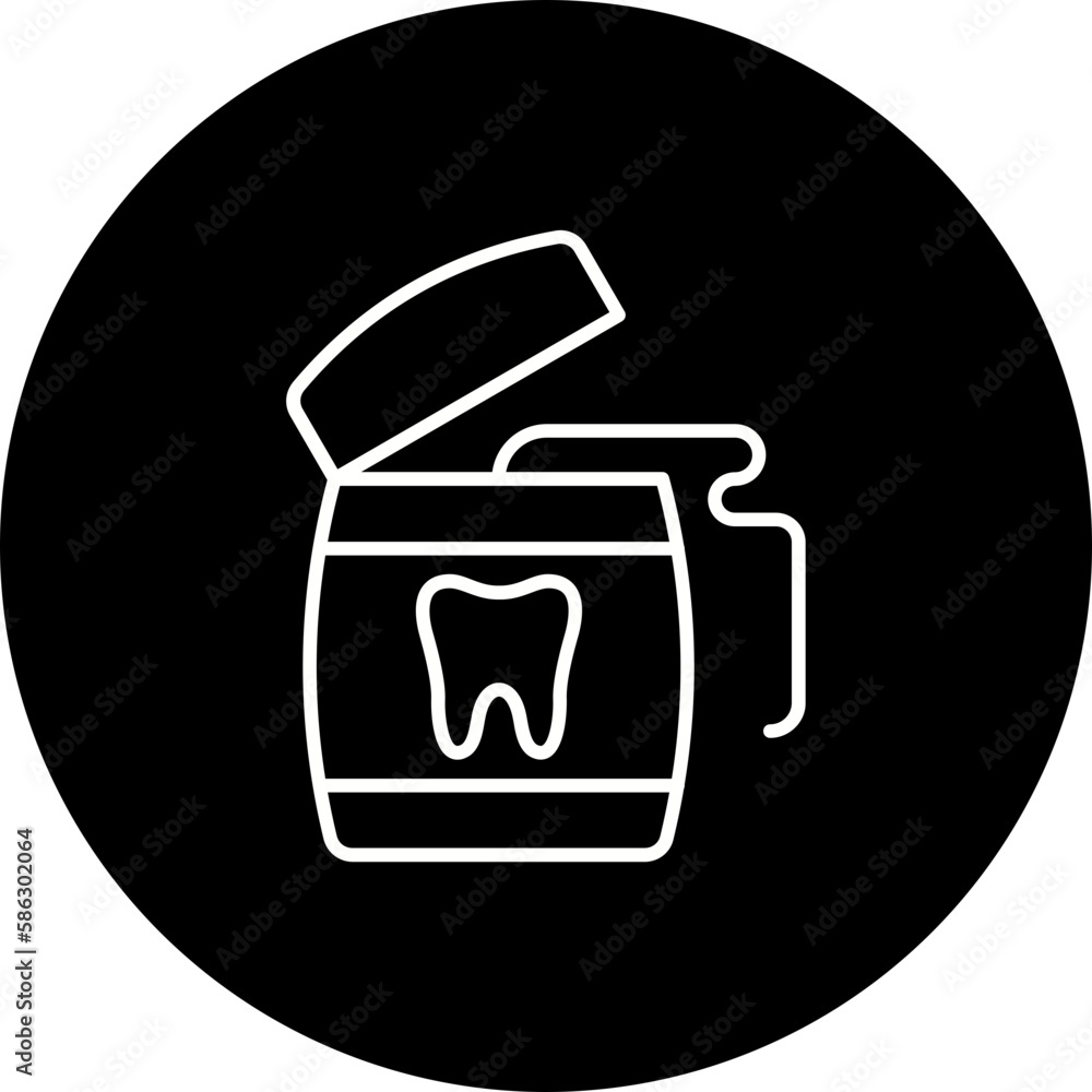Dental Floss Line Inverted Icon Dental Floss Line Inverted Icon