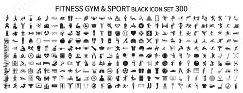 Icon set related to fitness gyms and sports