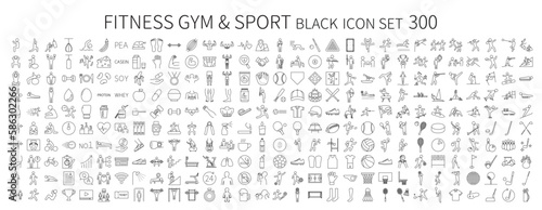 Icon set related to fitness gyms and sports
