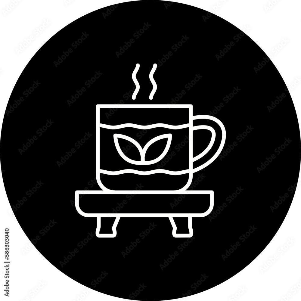Herbal Tea Line Inverted Icon
