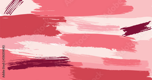 Brush stroke hand draw abstract background pink, red, brown palette colours. Vector stock illustration for presentation, invitation, social media spring and summer design.