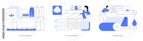 Denim manufacturing abstract concept vector illustrations.