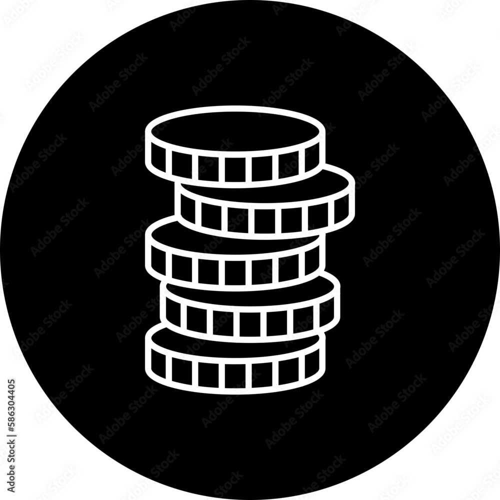 Coins Line Inverted Icon Coins Line Inverted Icon