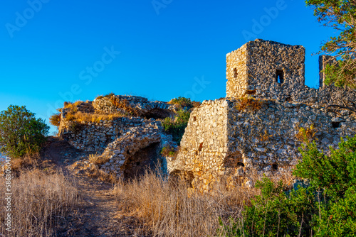 Ruins of old Navarino fortress at Peloponnese island in Greece photo