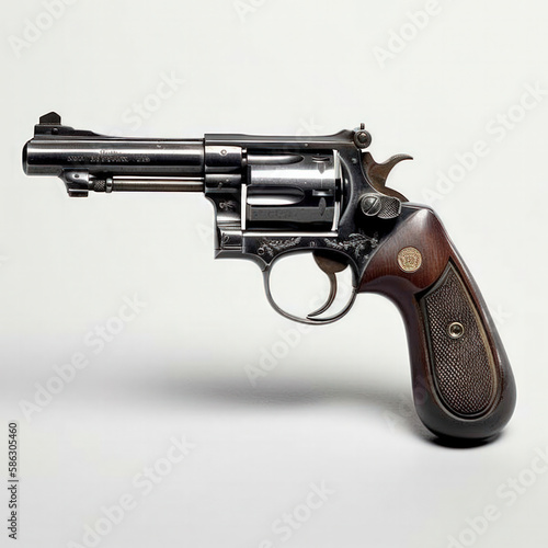 Wallpaper Mural Un revolver de cowboy, ancien avec une crosse en bois sur un fond blanc Torontodigital.ca