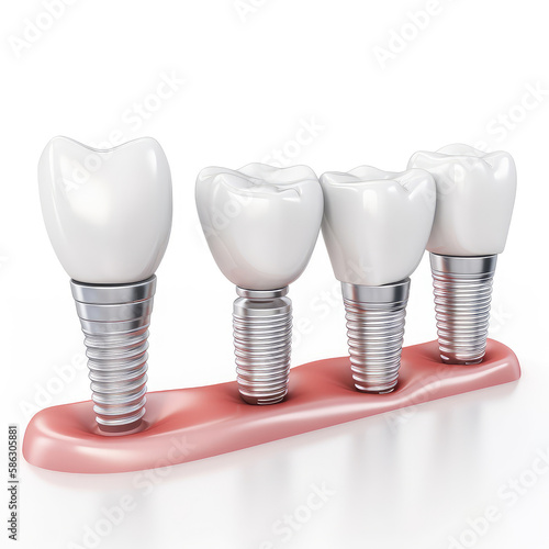 Human teeth and Dental implant Illustration.