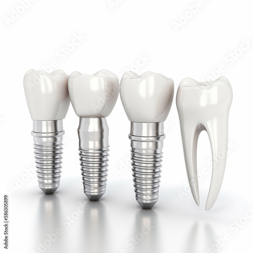 Human teeth and Dental implant Illustration.