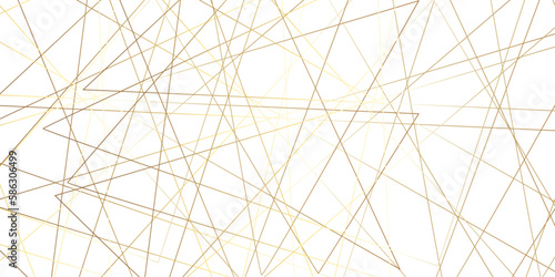 Abstract golden random chaotic liens with many triangles shape background. 