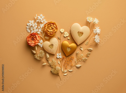 Floral heart on beige backg...