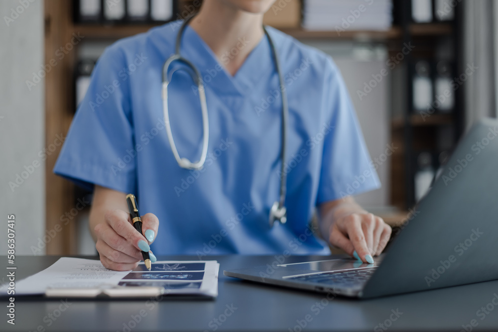 Medicine doctor touching on digital tablet and hologram modern virtual screen interface icons, Medical technology and futuristic concept. Medicine doctor touching on digital tablet and hologram modern virtual screen interface icons, Medical technology and futuristic concept.